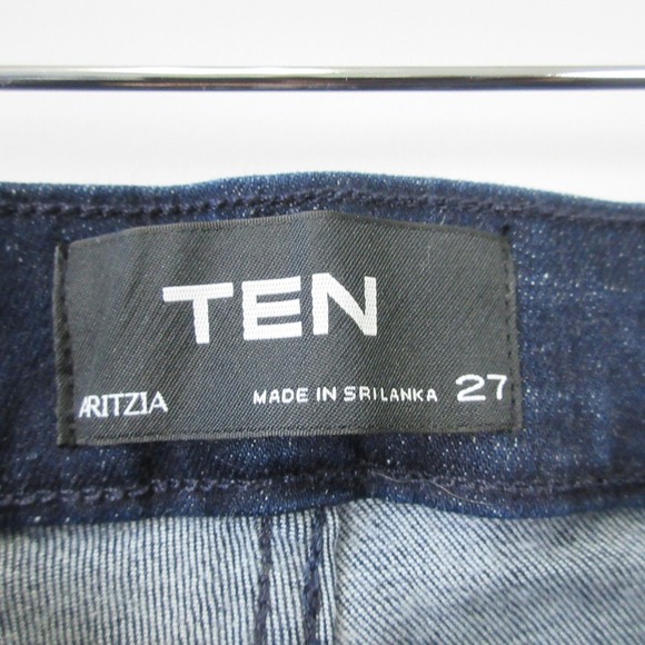 TEN Aritzia High Rise Flare Leg Jeans Women 27 Blue High Rise Dark Wash 620 - Picture 3 of 10